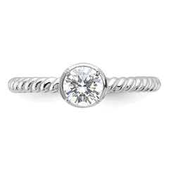 Sterling Silver Rhodium-plated CZ Twisted Ring