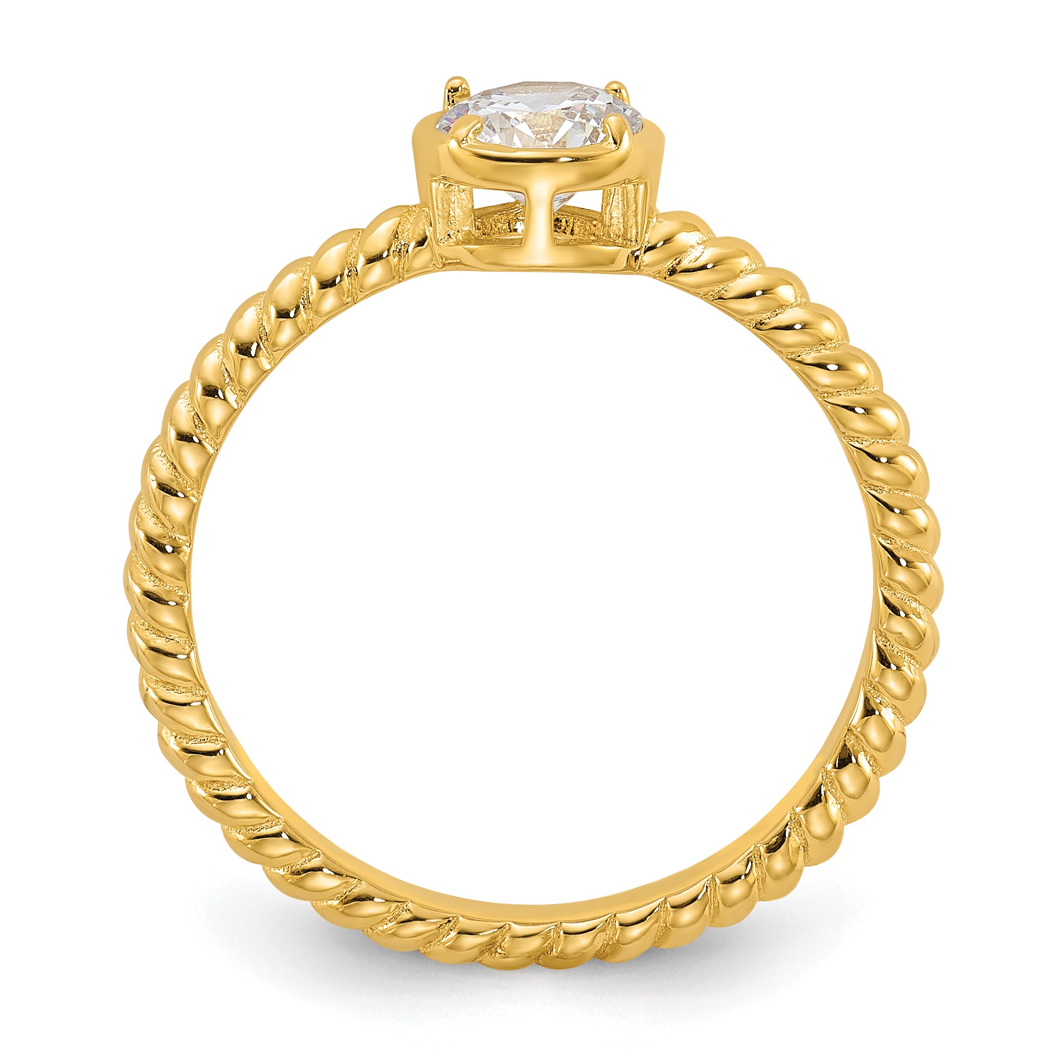 Sterling Silver Gold-tone CZ Twisted Ring