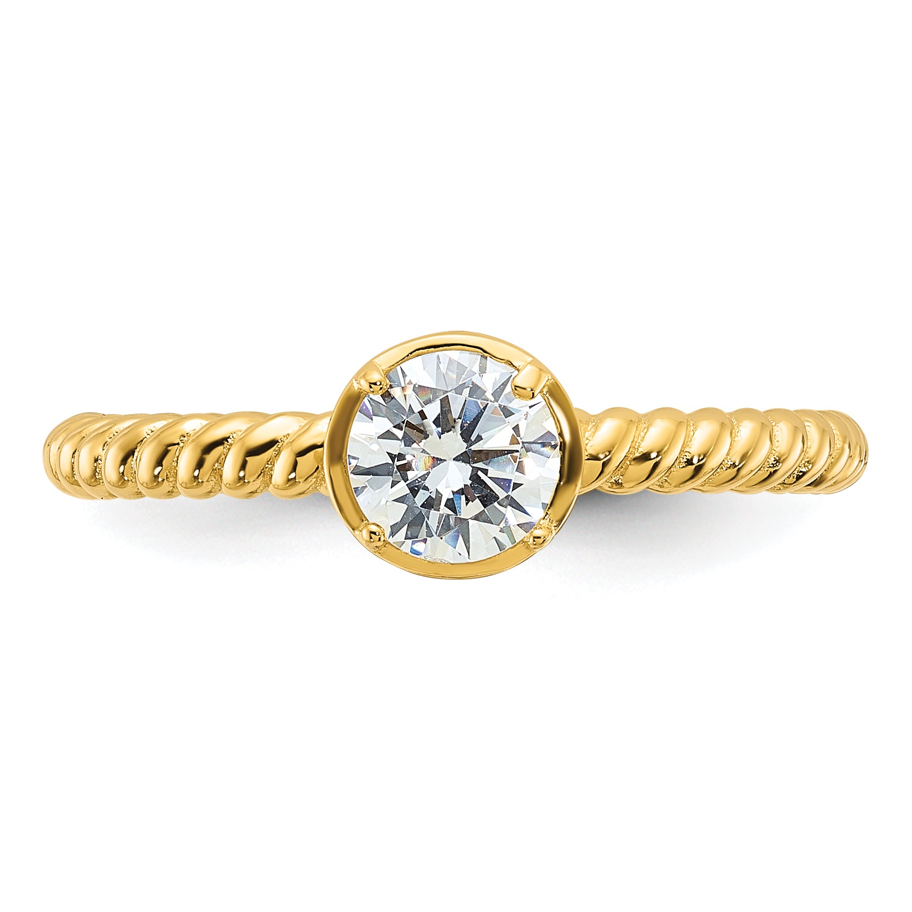 Sterling Silver Gold-tone CZ Twisted Ring