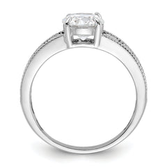 Sterling Silver Rh-plated 7mm Round Channel Set CZ Engagement Ring