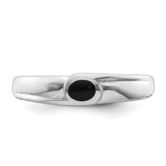 Sterling Silver Rhodium-plated Black Onyx 5mm Band Ring