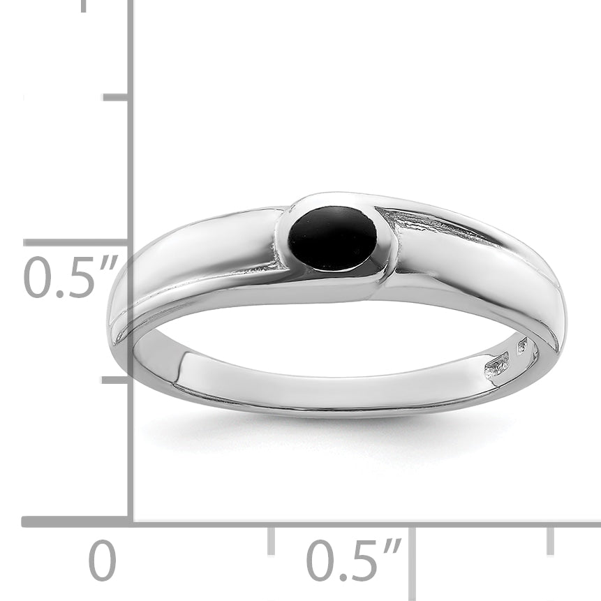 Sterling Silver Rhodium-plated Black Onyx 5mm Band Ring