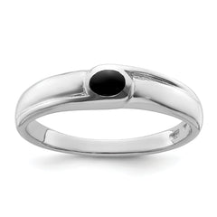 Sterling Silver Rhodium-plated Black Onyx 5mm Band Ring