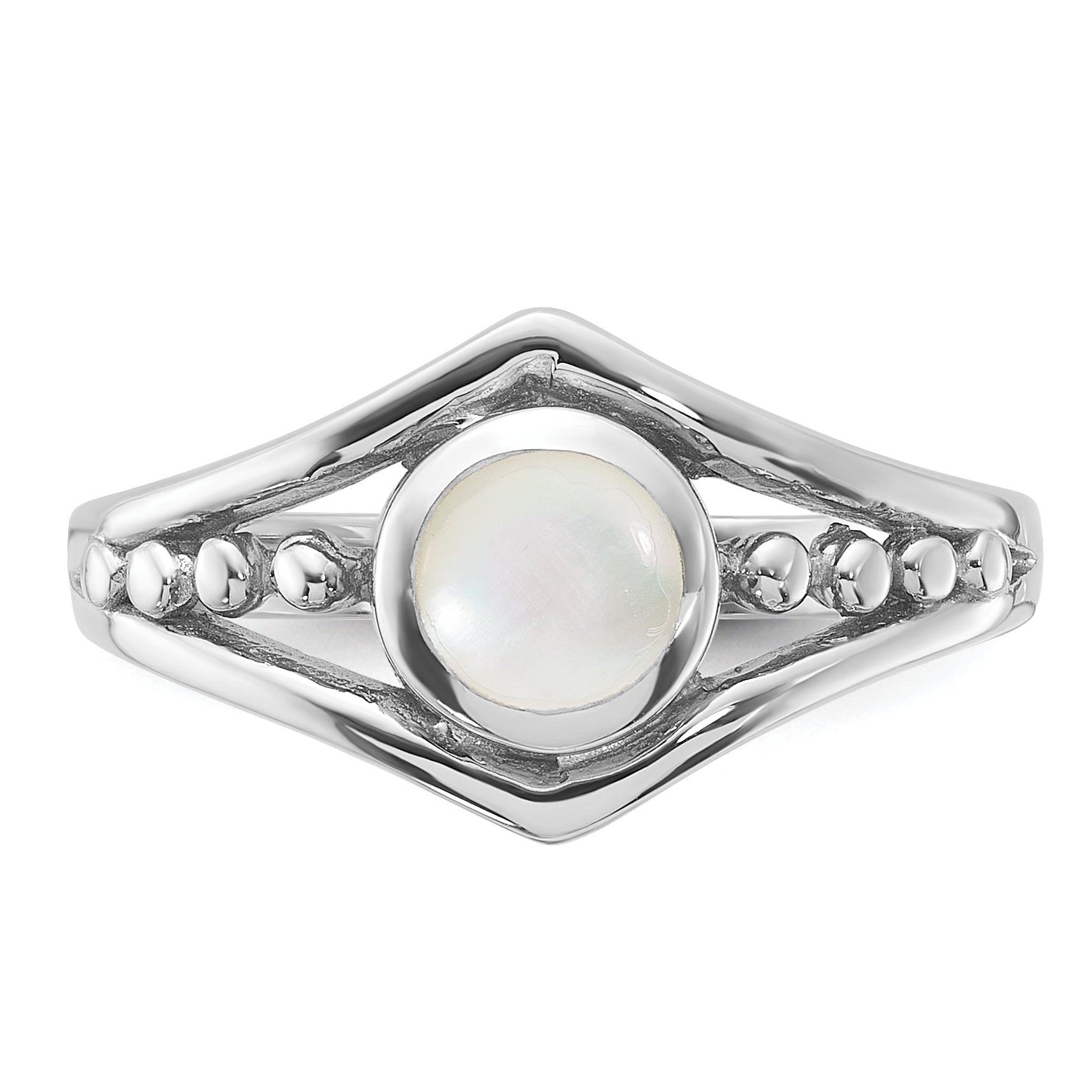 Sterling Silver Rhodium-Plated Polished Mother of Pearl Ring