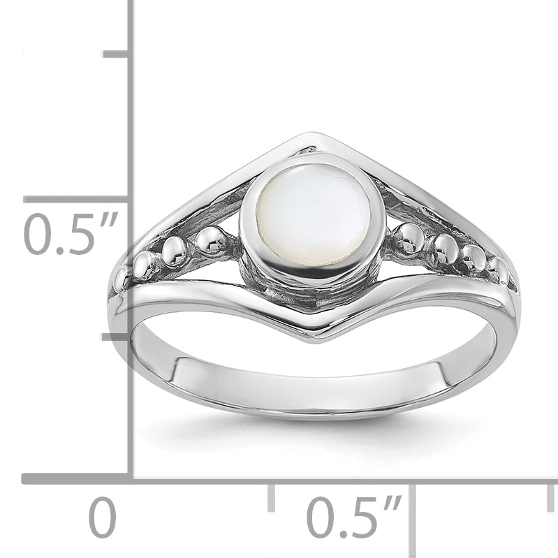 Sterling Silver Rhodium-Plated Polished Mother of Pearl Ring