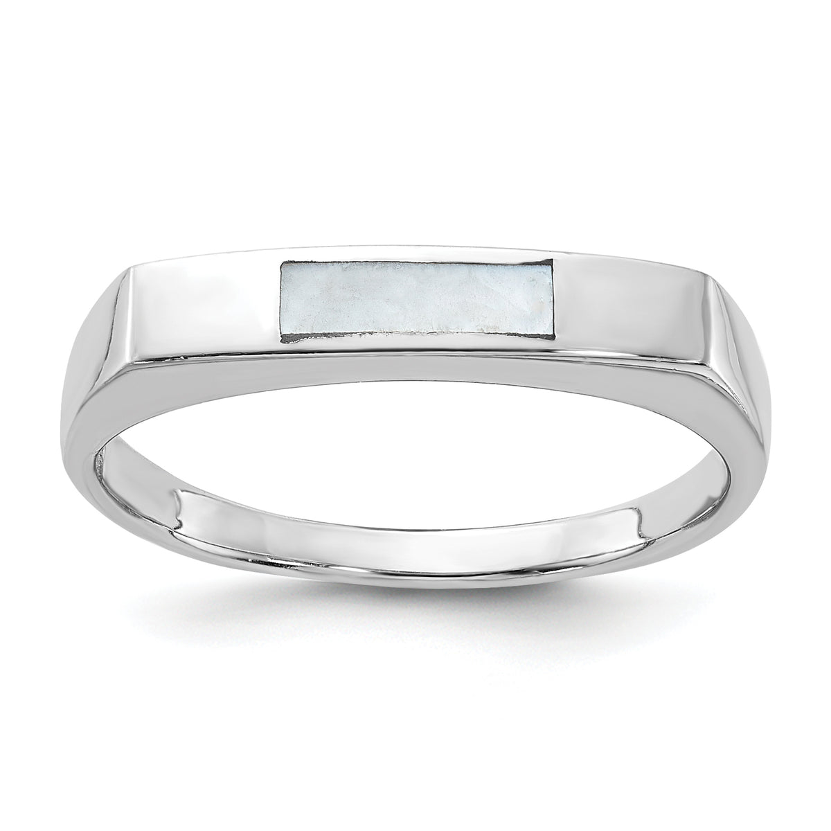 Sterling Silver Rhodium-plated Mother of Pearl Inlay Ring