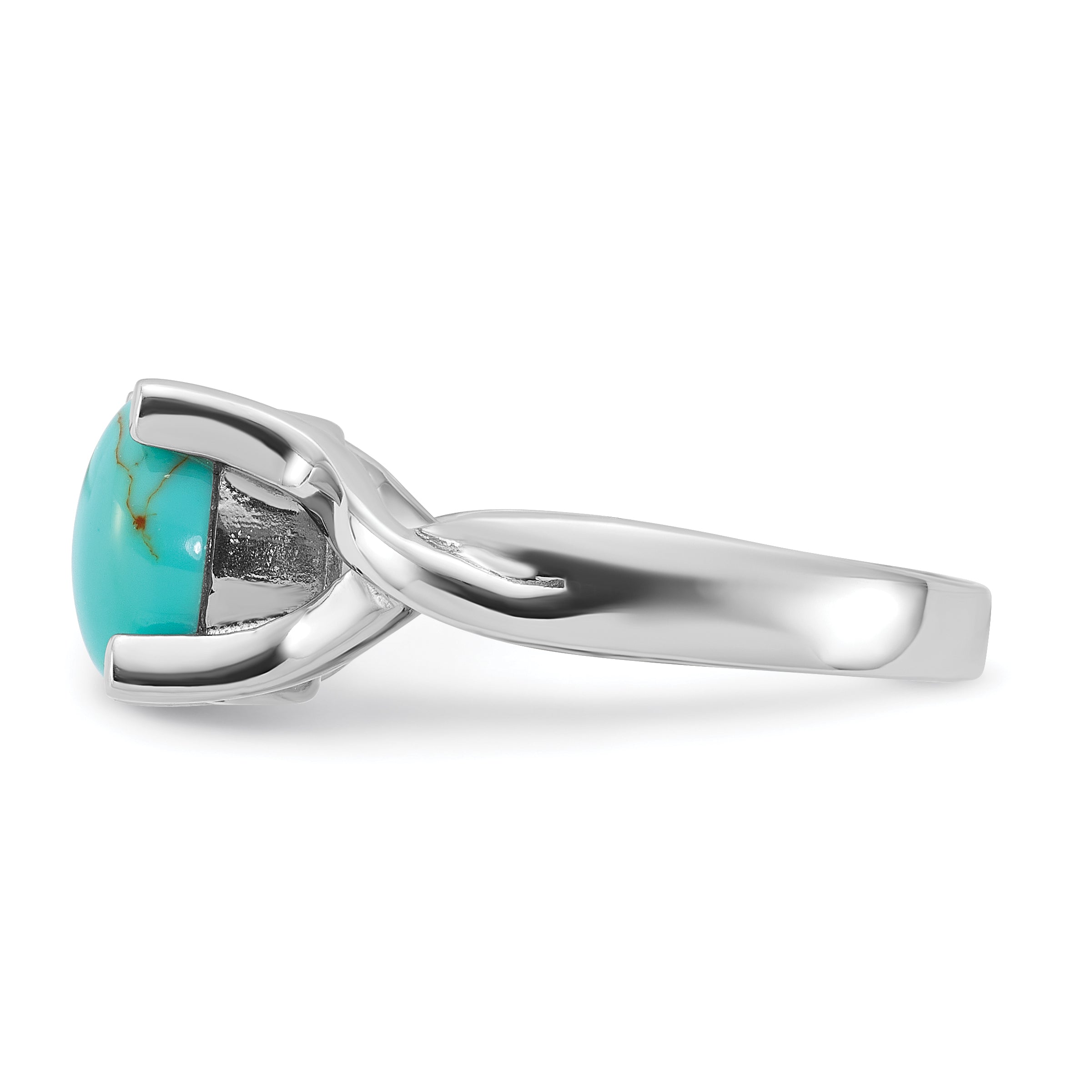 Sterling Silver Rhodium-Plated Polished Imitation Turquoise Ring