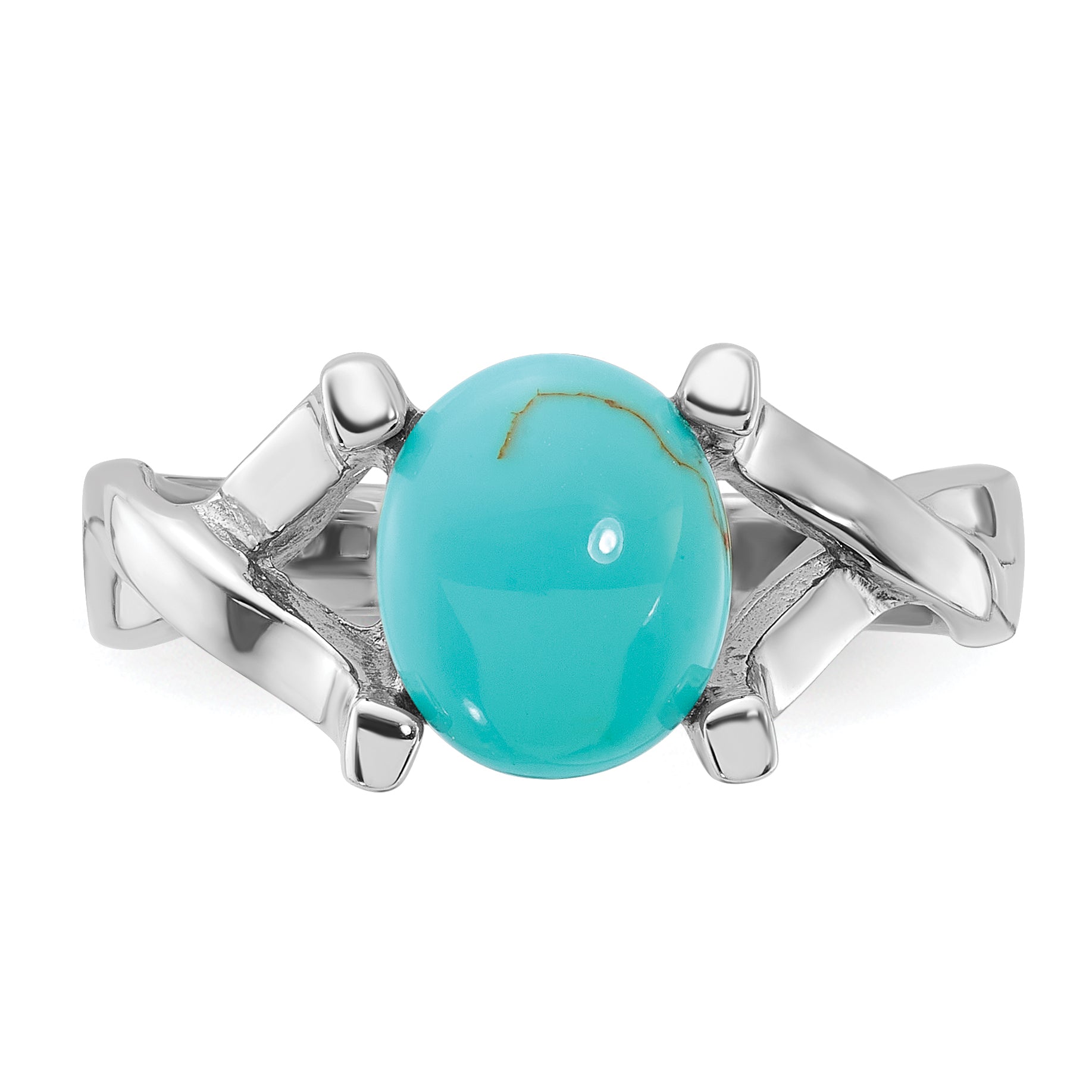 Sterling Silver Rhodium-Plated Polished Imitation Turquoise Ring