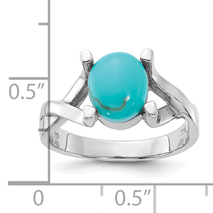 Sterling Silver Rhodium-Plated Polished Imitation Turquoise Ring