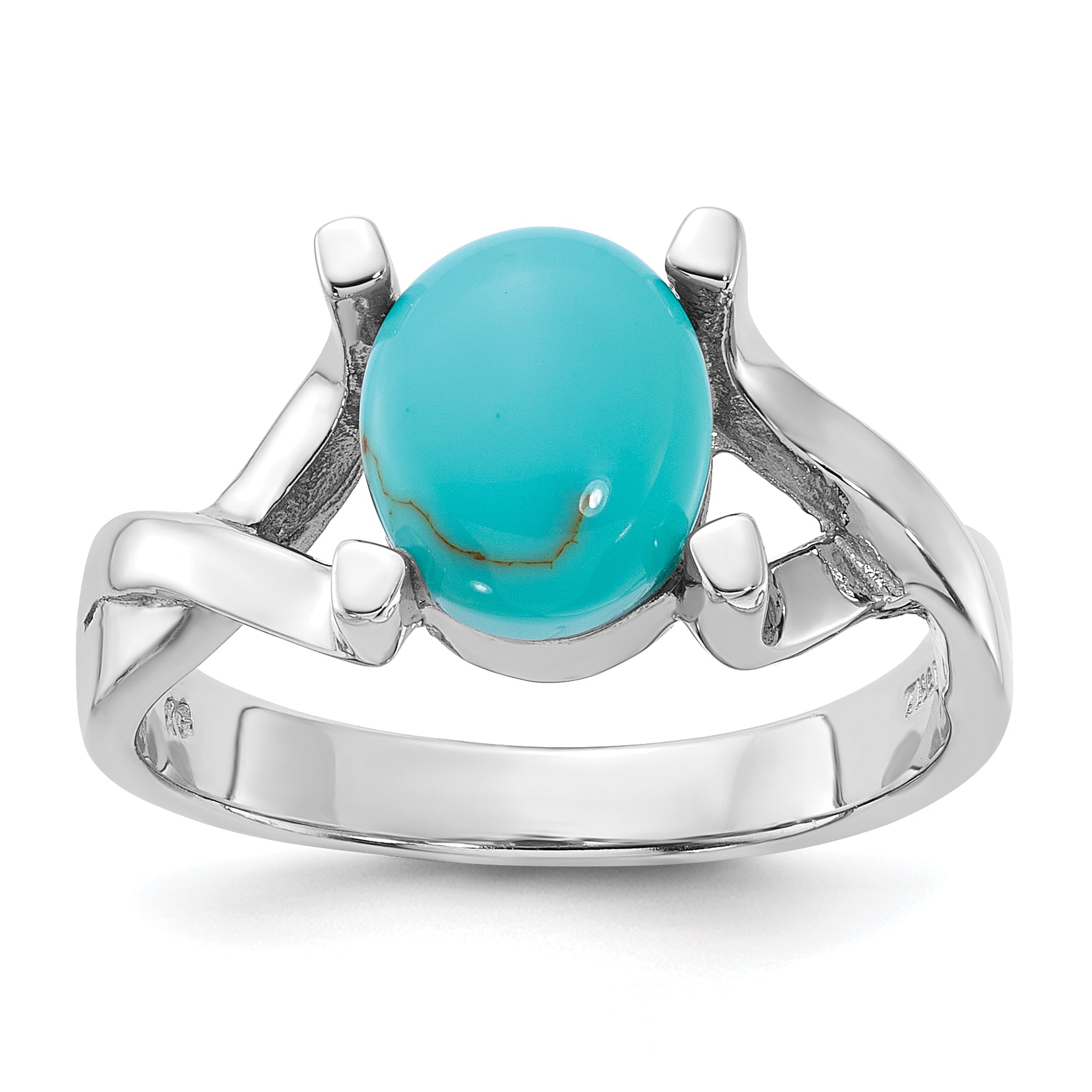 Sterling Silver Rhodium-Plated Polished Imitation Turquoise Ring