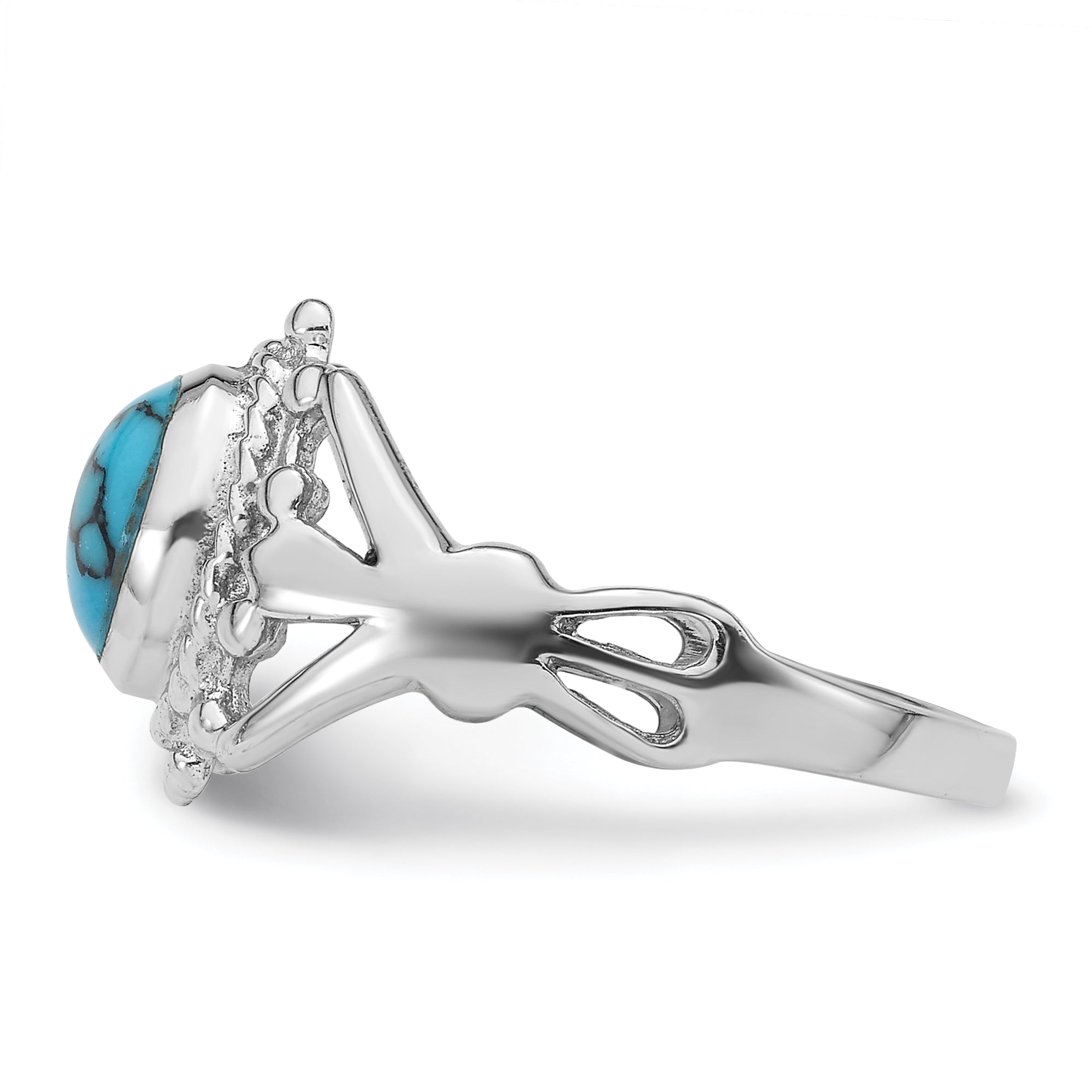 Sterling Silver Rhodium-plated Reconstituted Turquoise Ring