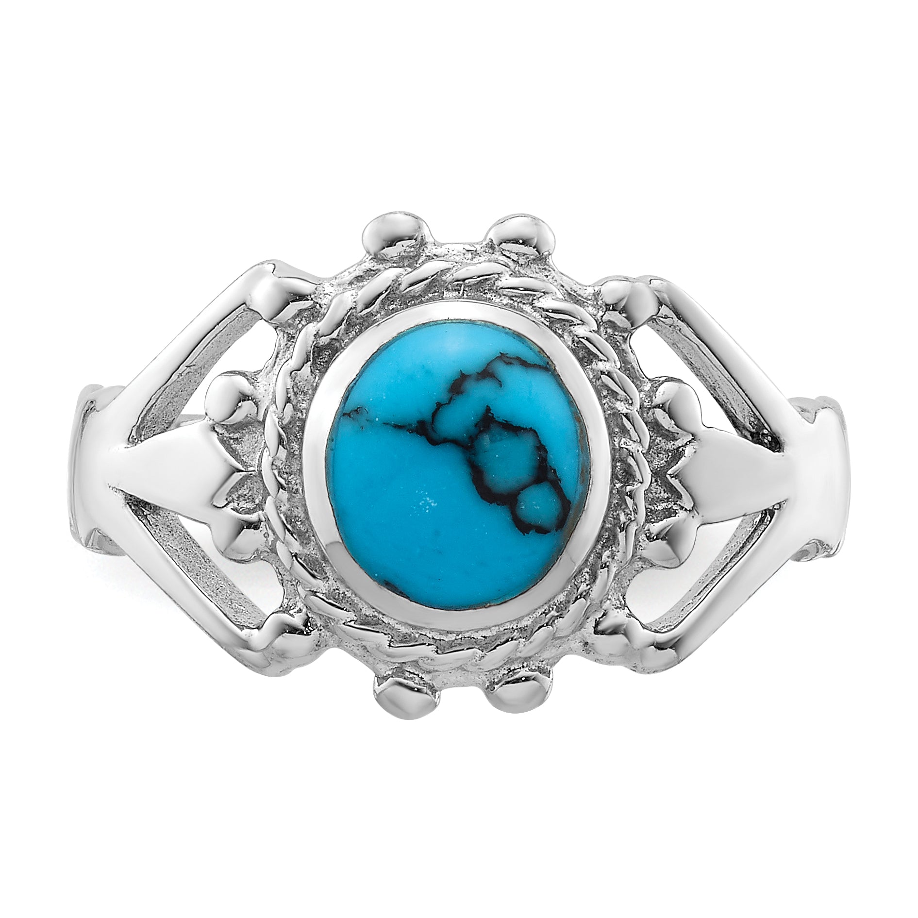 Sterling Silver Rhodium-plated Reconstituted Turquoise Ring