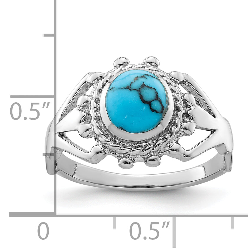 Sterling Silver Rhodium-plated Reconstituted Turquoise Ring