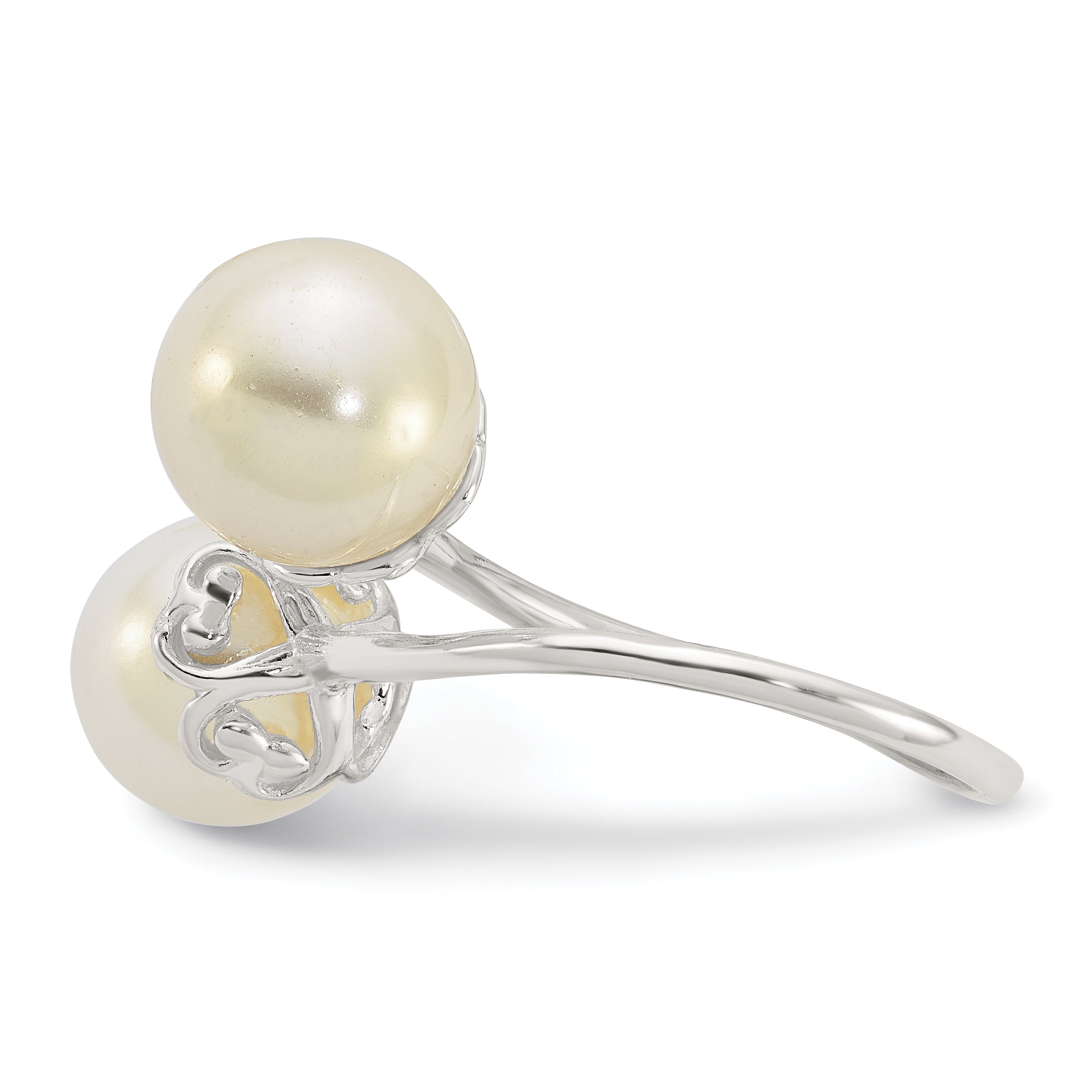 Sterling Silver Polished Synthetic Pearl Ring