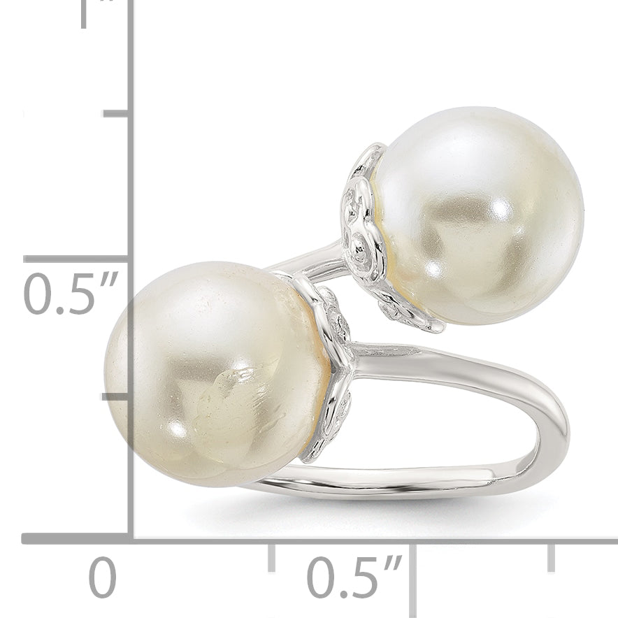 Sterling Silver Polished Synthetic Pearl Ring