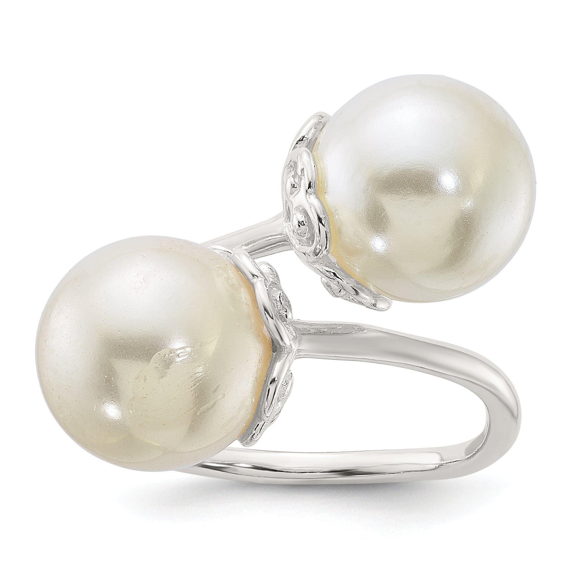 Sterling Silver Polished Synthetic Pearl Ring