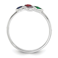 Sterling Silver E-coated Multi Color CZ Ring