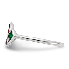 Sterling Silver E-coated Multi Color CZ Ring