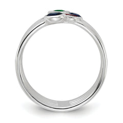 Sterling Silver E-coated Multi Color CZ Ring