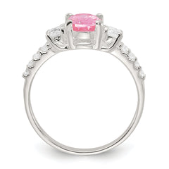 Sterling Silver Polished Pink and White CZ Ring