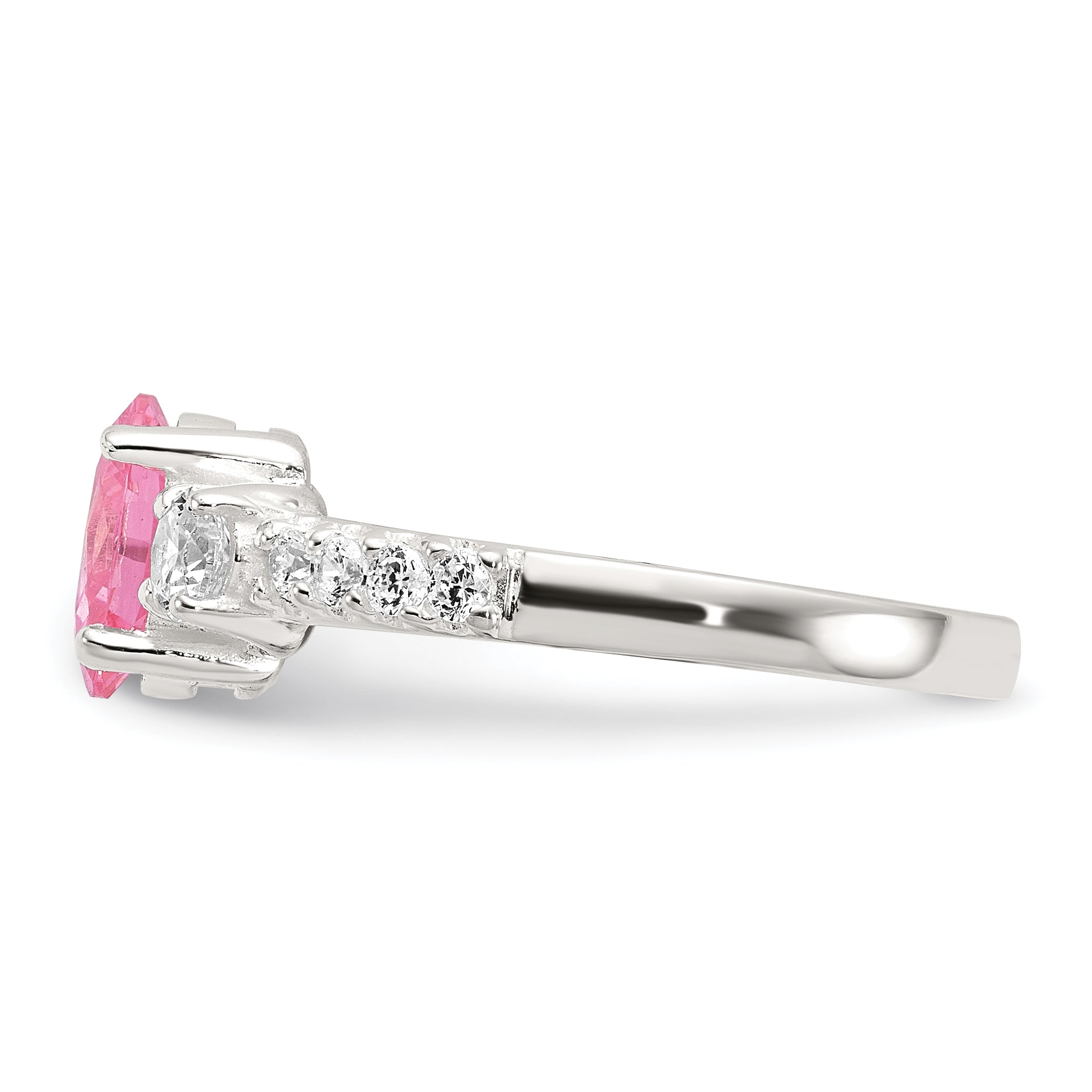 Sterling Silver Polished Pink and White CZ Ring