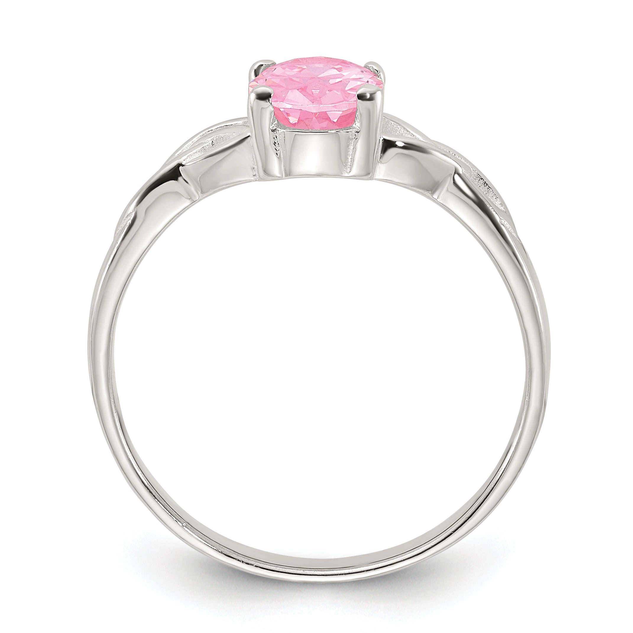 Sterling Silver Polished Pink CZ Ring