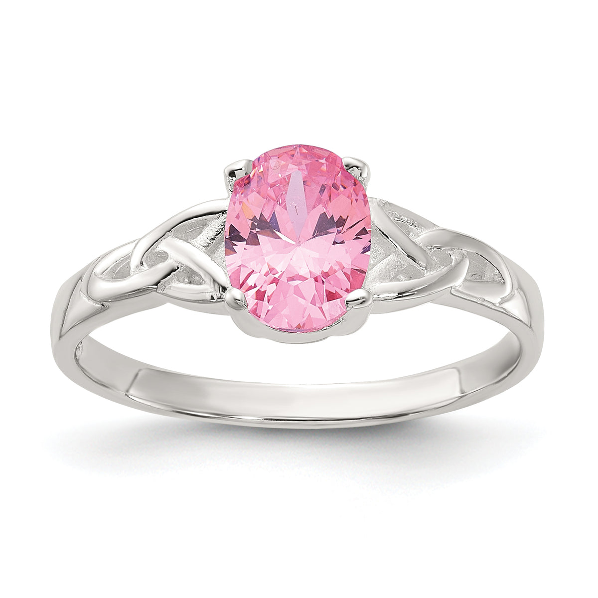 Sterling Silver Polished Pink CZ Ring