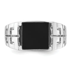 Sterling Silver Rhodium-plated Polished Black Onyx Men's Ring