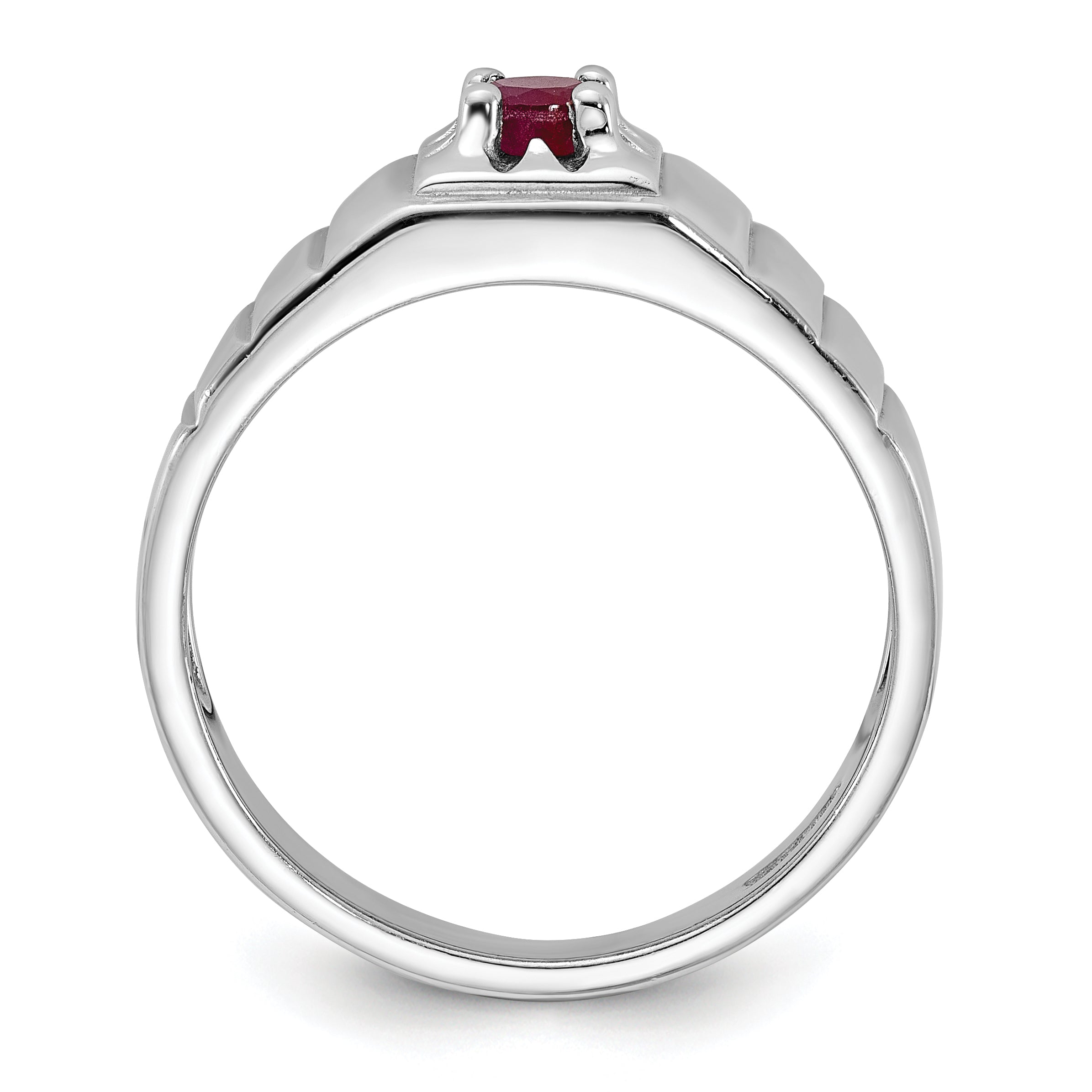 Sterling Silver Rhodium-plated African Ruby Men's Ring