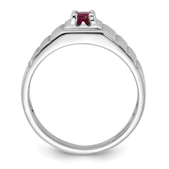 Sterling Silver Rhodium-plated African Ruby Men's Ring