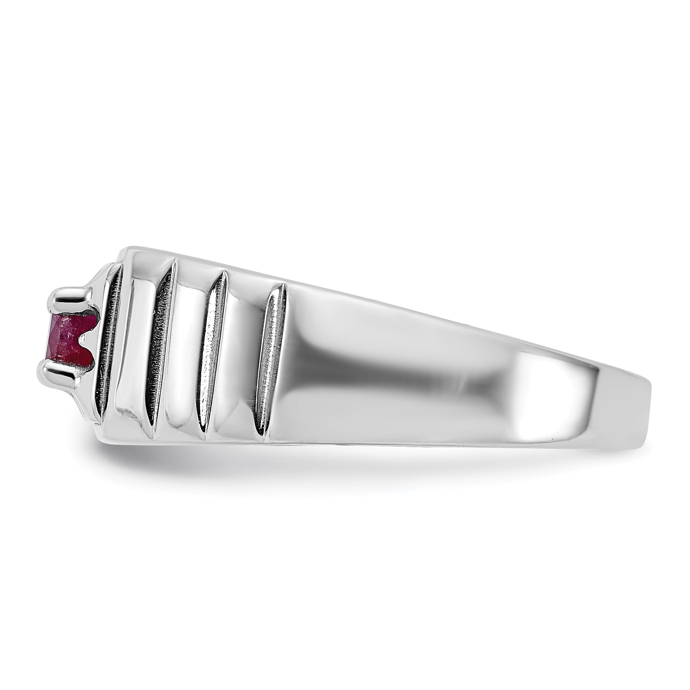 Sterling Silver Rhodium-plated African Ruby Men's Ring