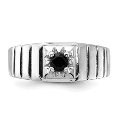 Sterling Silver Rhodium-plated Black Onyx Men's Ring