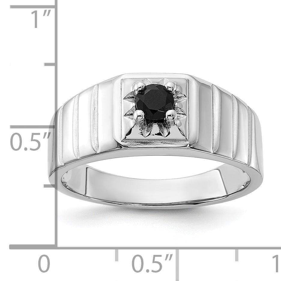 Sterling Silver Rhodium-plated Black Onyx Men's Ring