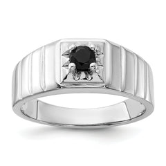 Sterling Silver Rhodium-plated Black Onyx Men's Ring