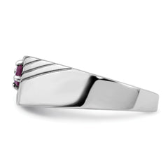 Sterling Silver Rhodium-plated African Ruby Signet Men's Ring