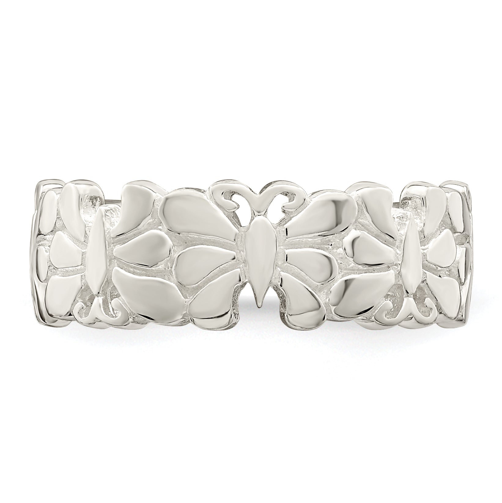 Sterling Silver Polished Butterflies Toe Ring