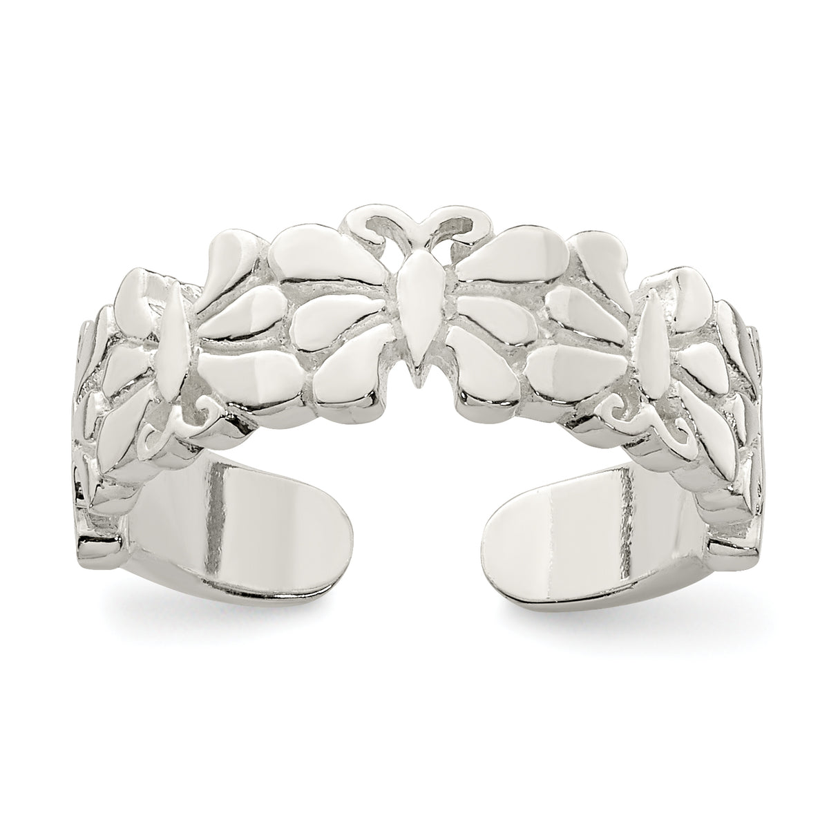 Sterling Silver Polished Butterflies Toe Ring