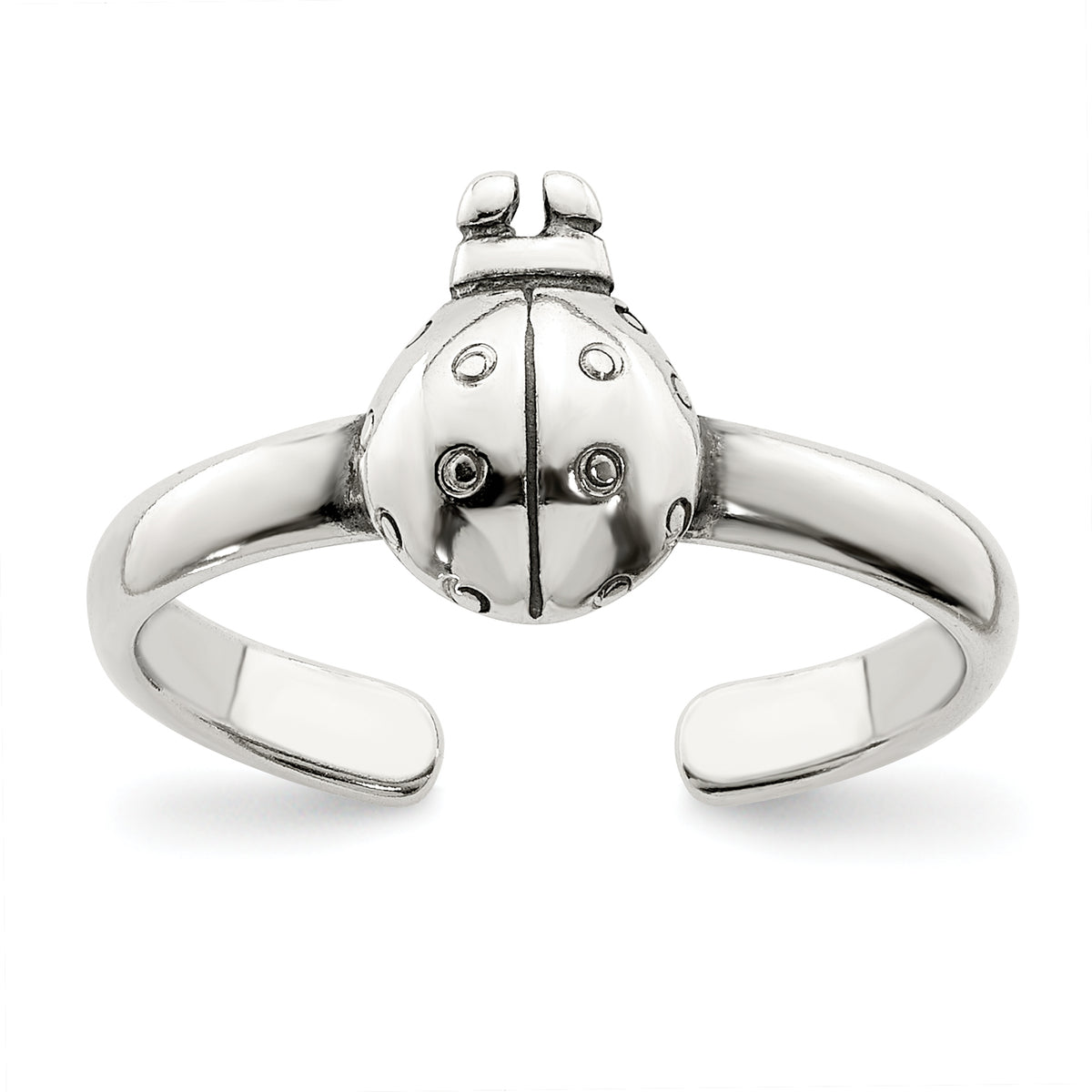 Sterling Silver Antiqued Ladybug Toe Ring