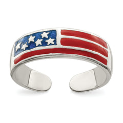 Sterling Silver Enameled Flag Toe Ring