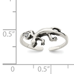 Sterling Silver Antiqued Lizard CZ Toe Ring