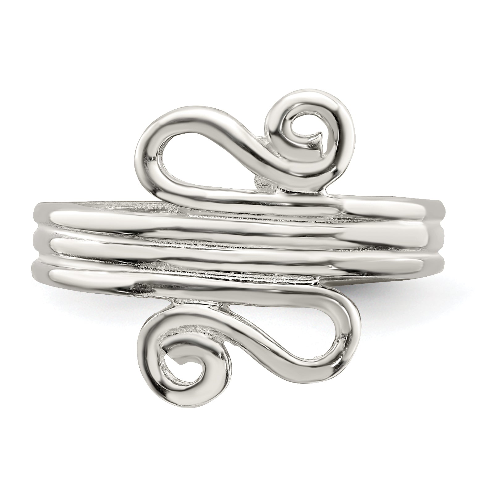 Sterling Silver Polished Scroll Toe Ring