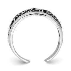 Sterling Silver Antiqued Floral Toe Ring