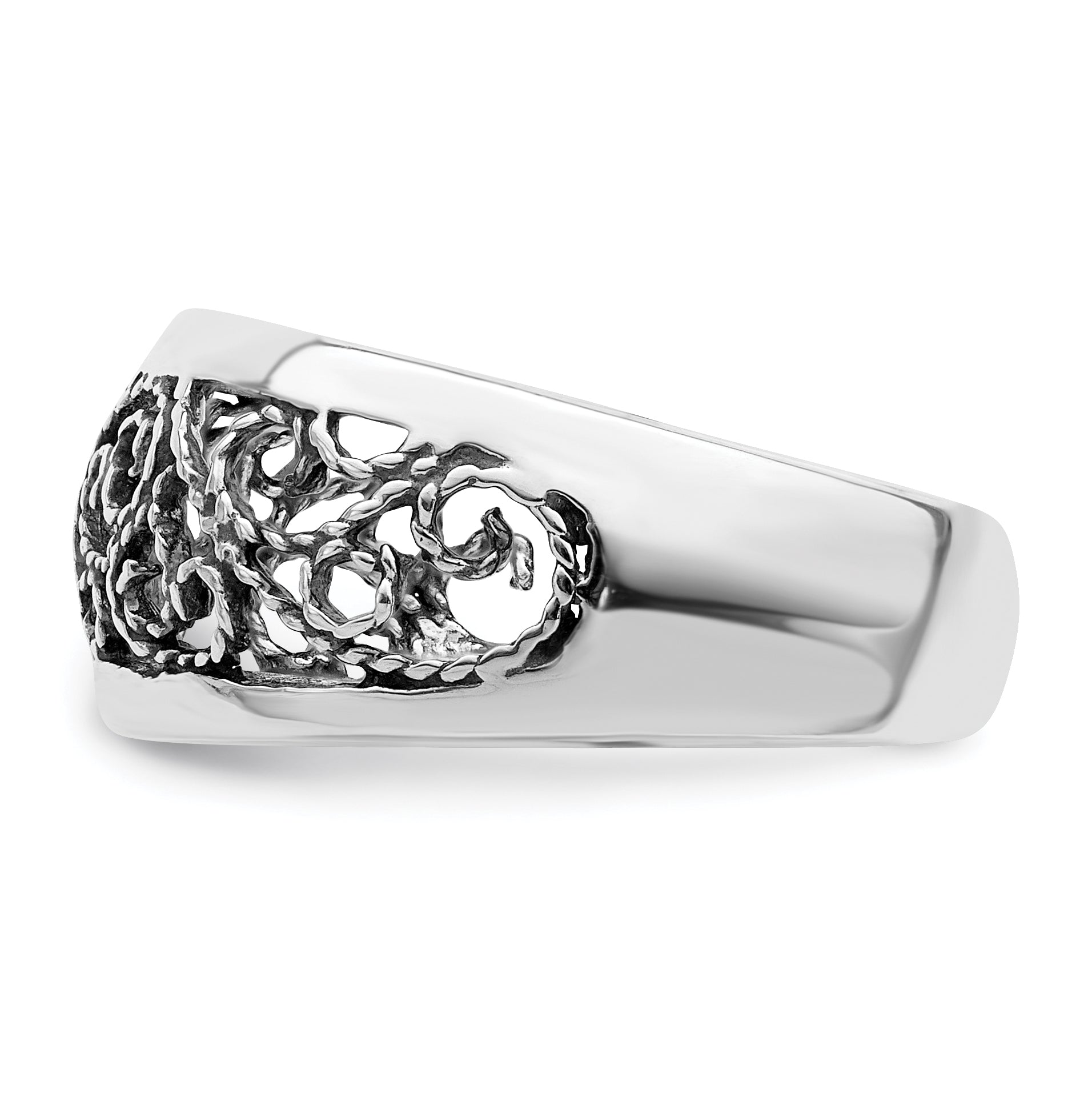 Sterling Silver Antiqued Floral Toe Ring