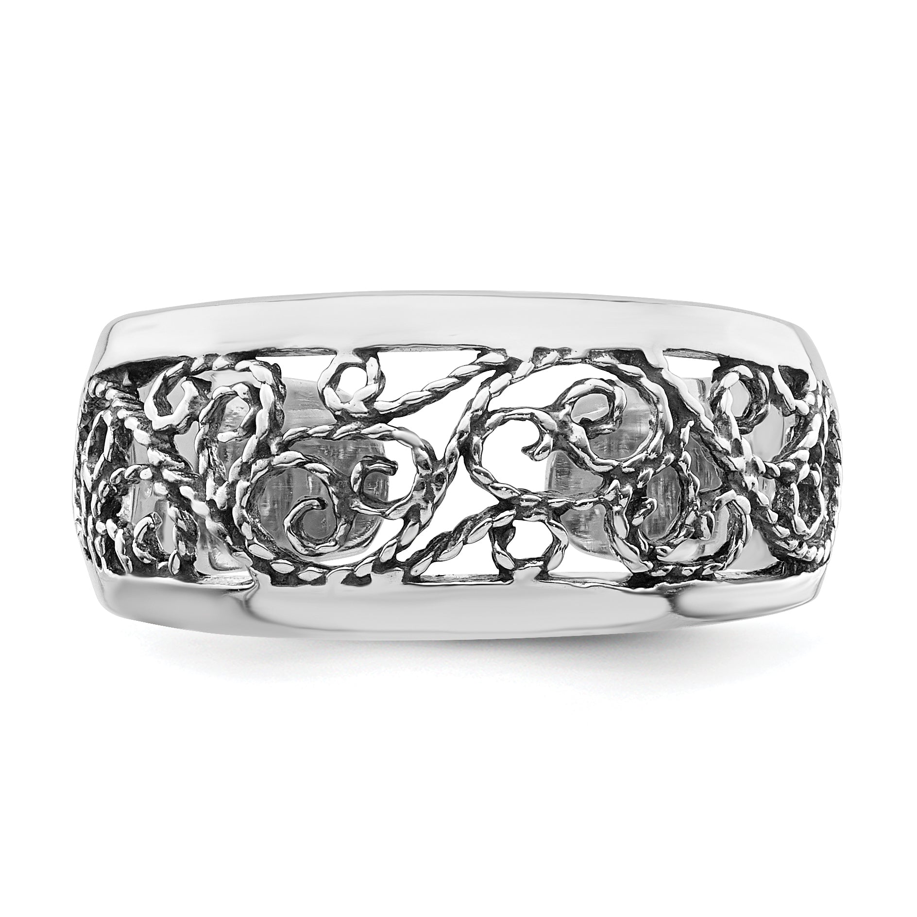 Sterling Silver Antiqued Floral Toe Ring