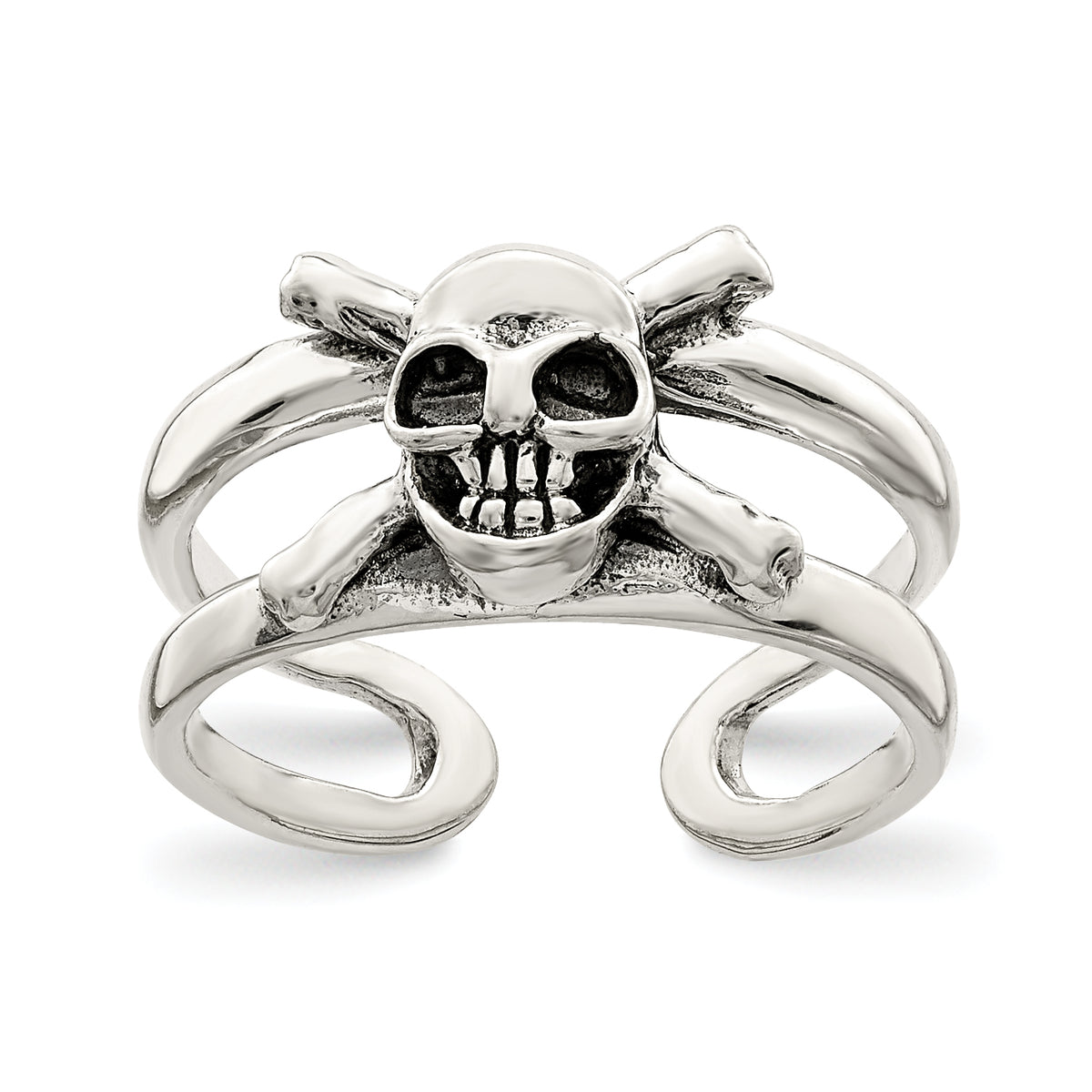 Sterling Silver Antiqued Skull Toe Ring