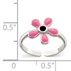 Sterling Silver Pink Enameled Floral Toe Ring