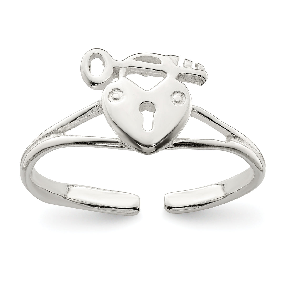 Sterling Silver Heart Lock & Key Toe Ring