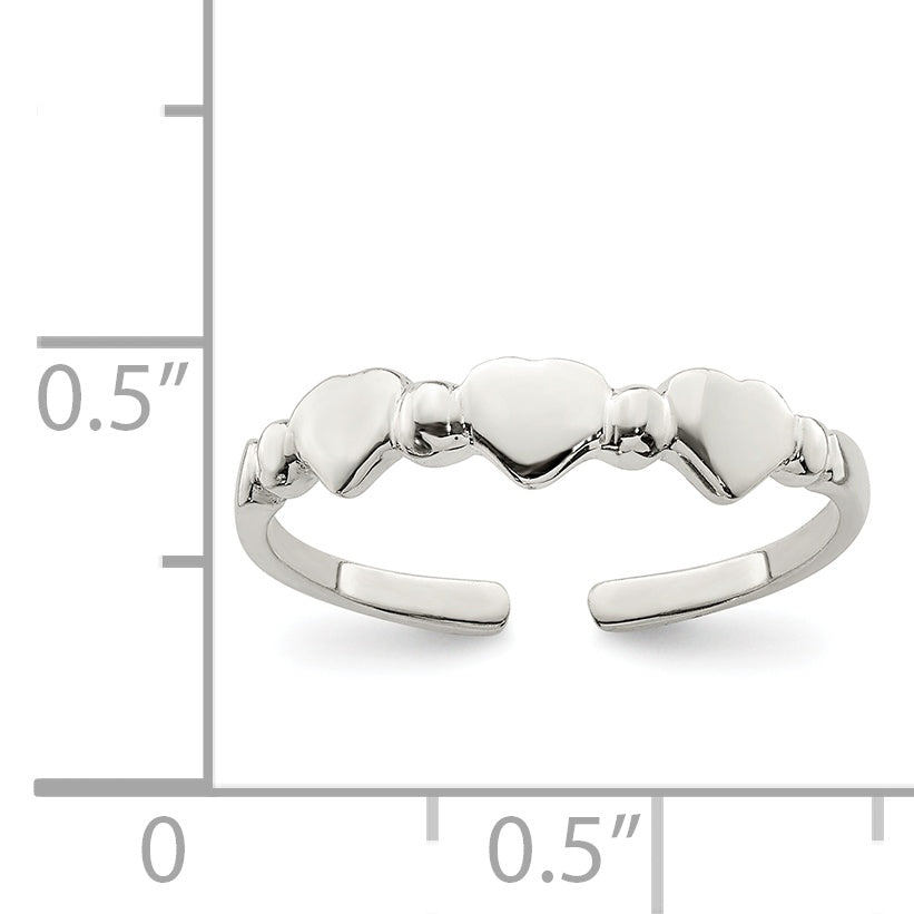 Sterling Silver Hearts Toe Ring