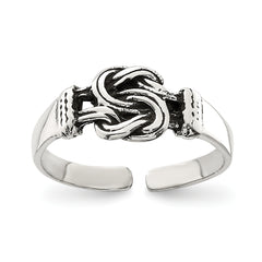 Sterling Silver Antiqued Love Knot Toe Ring