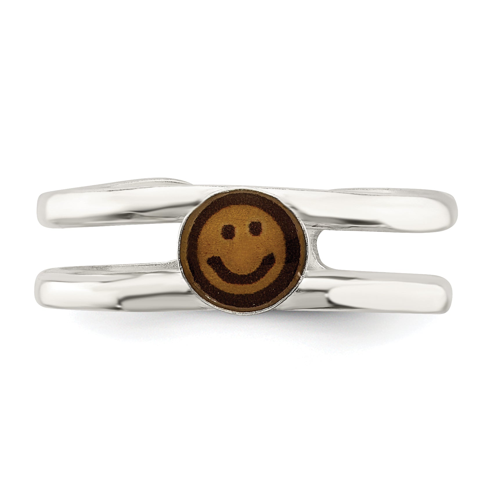 Sterling Silver Yellow & Black Enameled Smiley Toe Ring